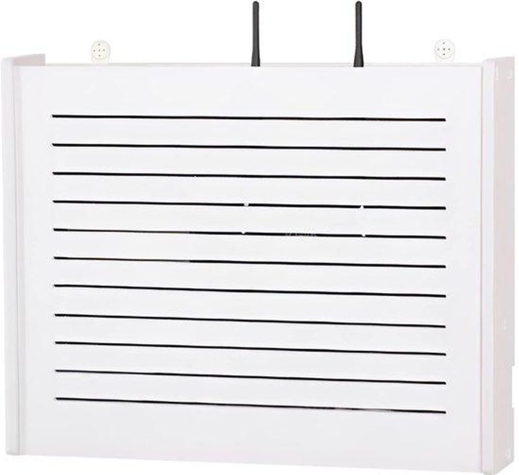 Wandplank für Router und Kabelmanagement mit Lüftung in Weiß