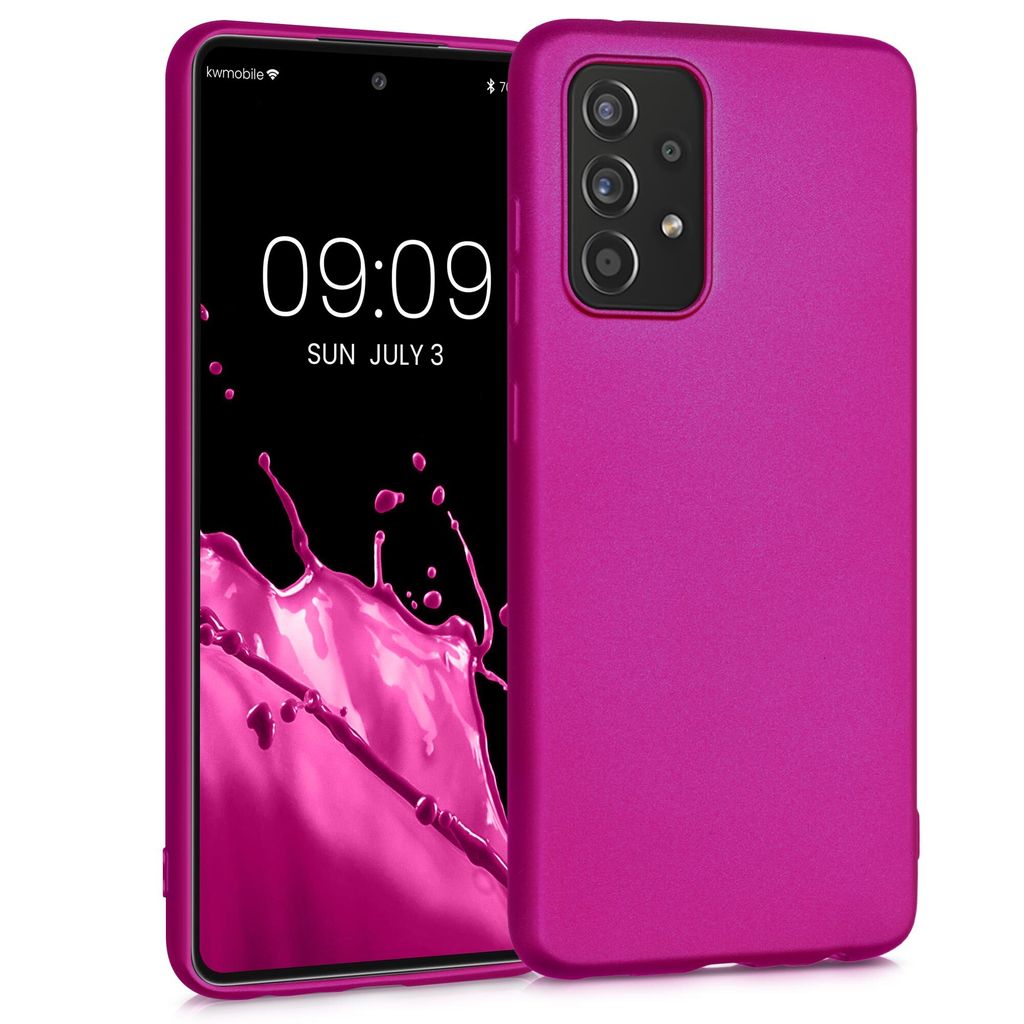 kwmobile Case kompatibel mit Samsung Galaxy A52 / A52 5G / A52s 5G Hülle - Schutzhülle aus Silikon metallisch schimmernd - Handyhülle Metallic Pink