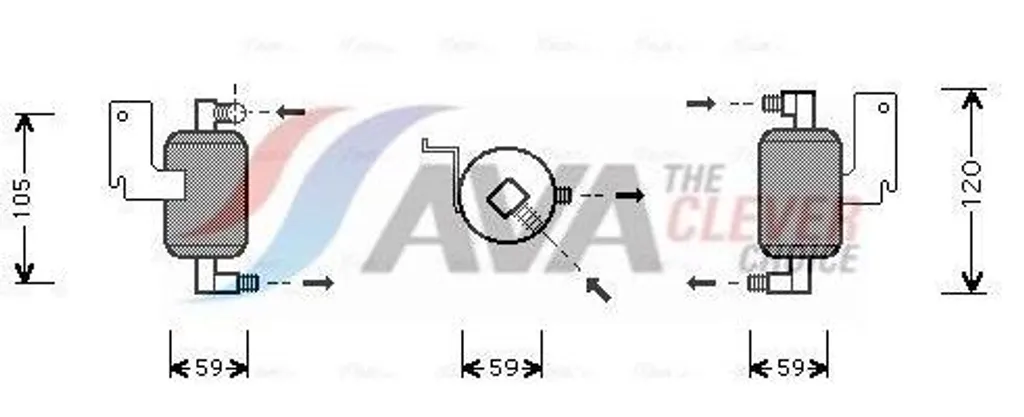 Sécheur d'air CND186 en acier robuste 59x123 mm pour Clim Peugeot 306