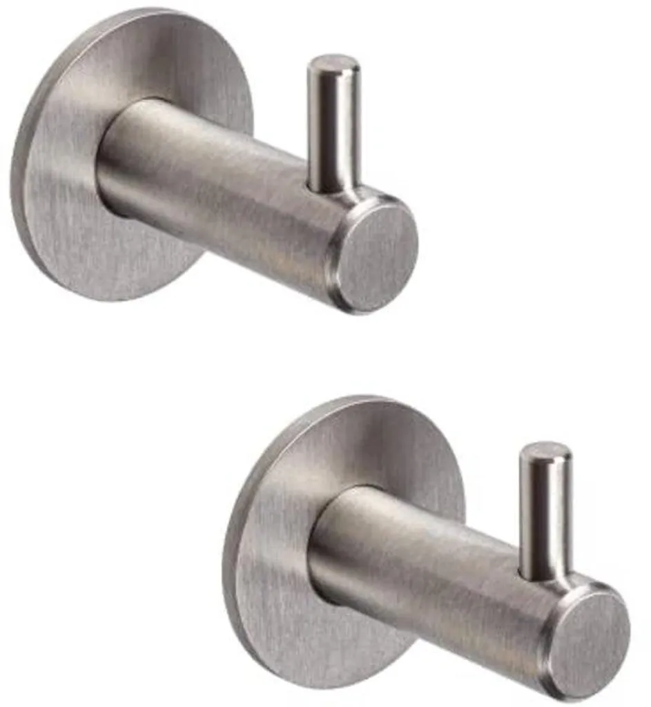 Patères murales inox mat pour salle de bain et cuisine - Lot de 2 unités