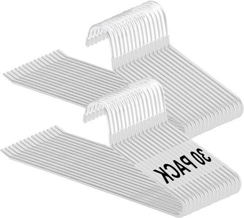 Metaalkleerhangers multifunctioneel met antislip coating voor broeken en jeans in het wit, 30 stuks
