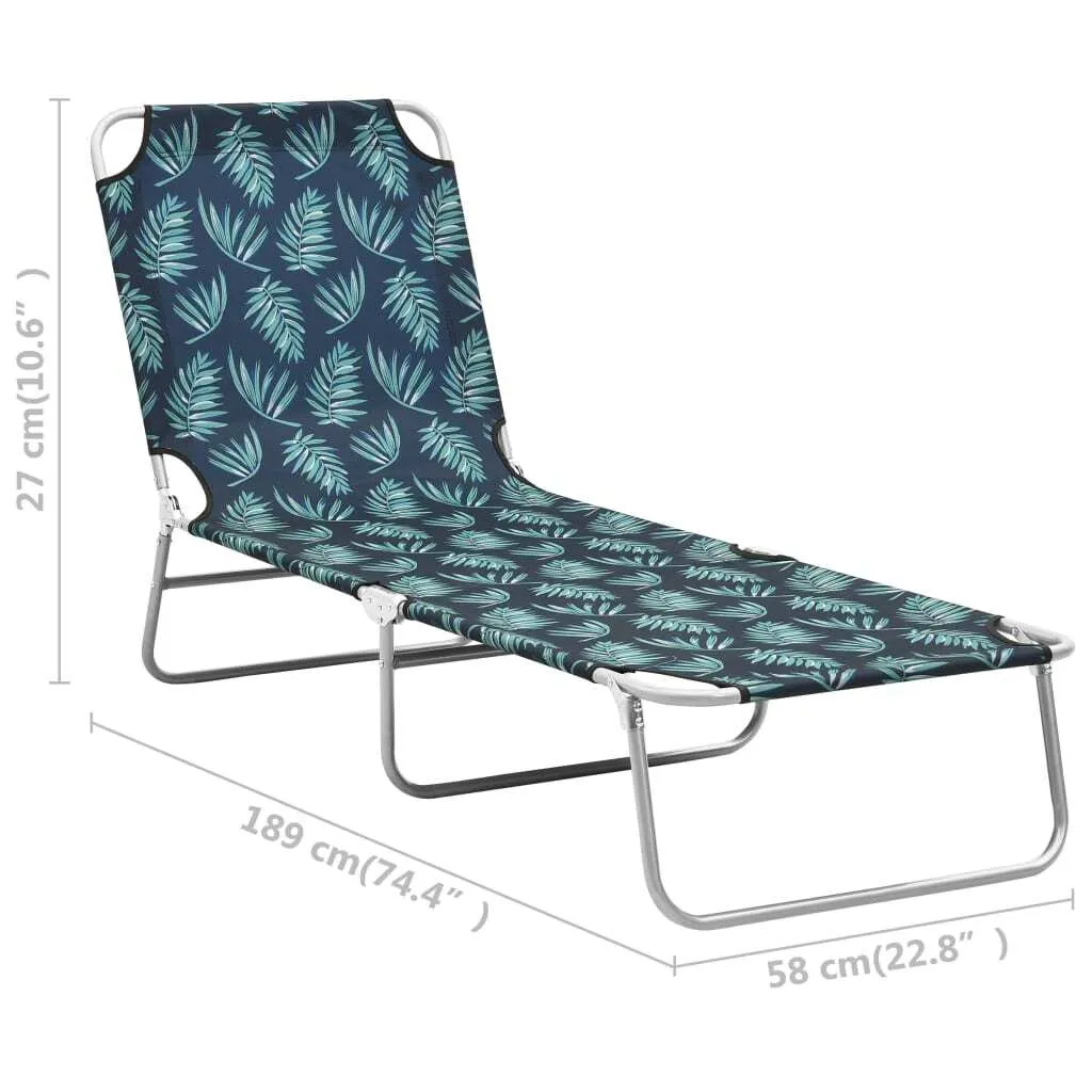Transat de jardin pliant motif feuilles, structure acier durable - 8
