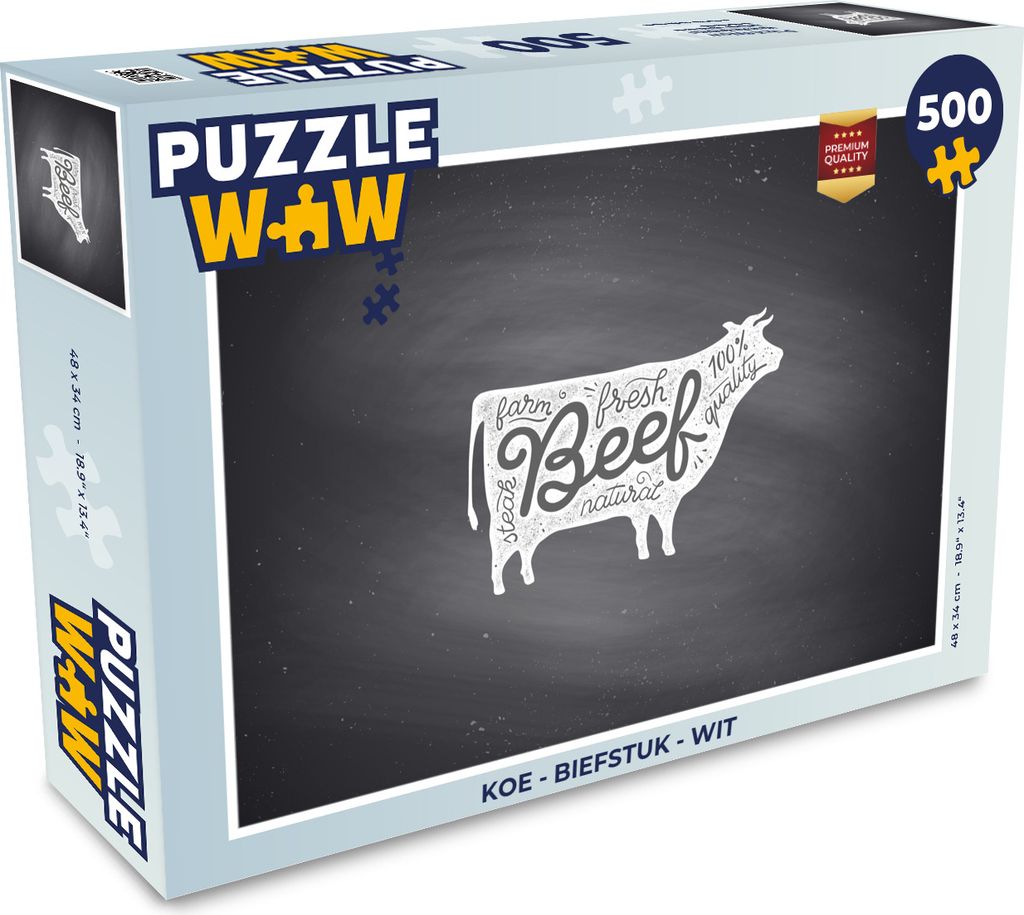 MuchoWow Puzzle 500 Teile Kuh - Steak - Weiß - 500 Teile - Kinder - Selberbauen - Puzzlespiele
