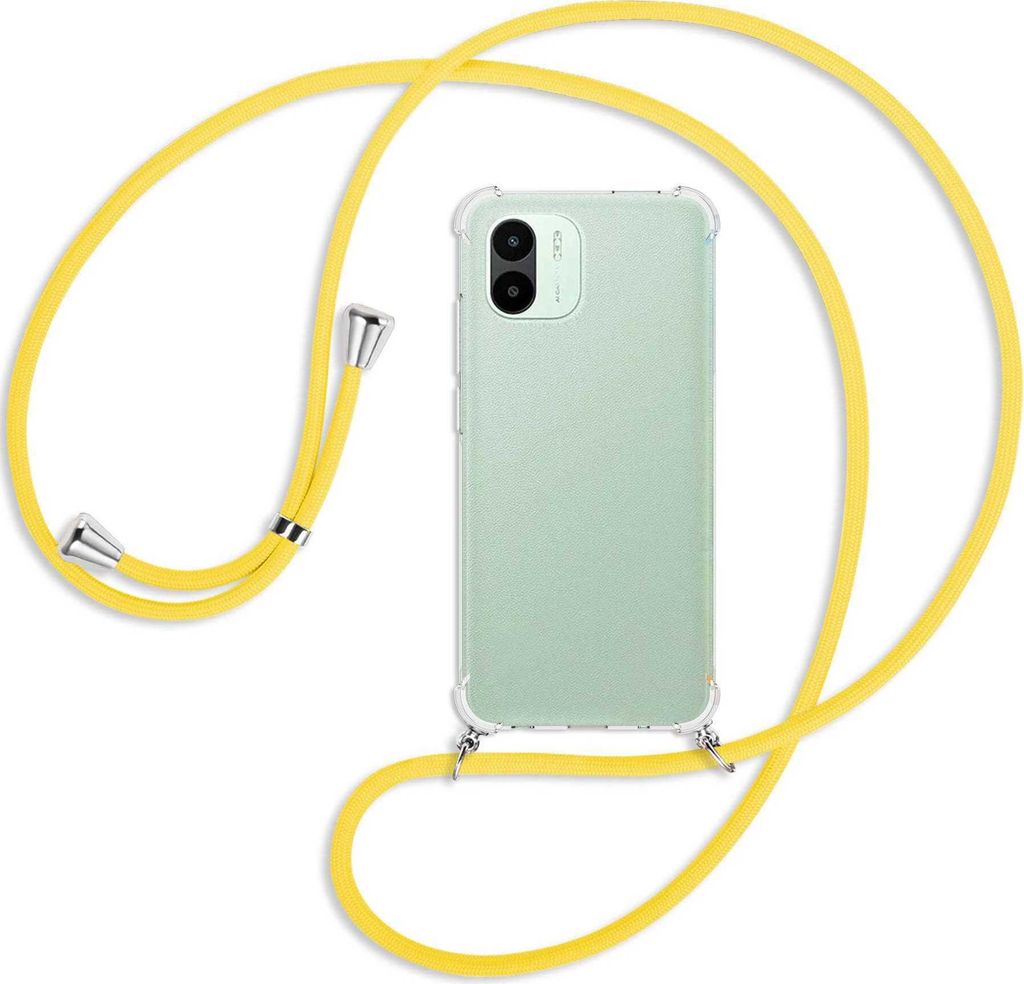 Handykette Backcover-Schutzhülle mit Band (Metall silberfarben) für Xiaomi Redmi A1 (6.52'') - gelb