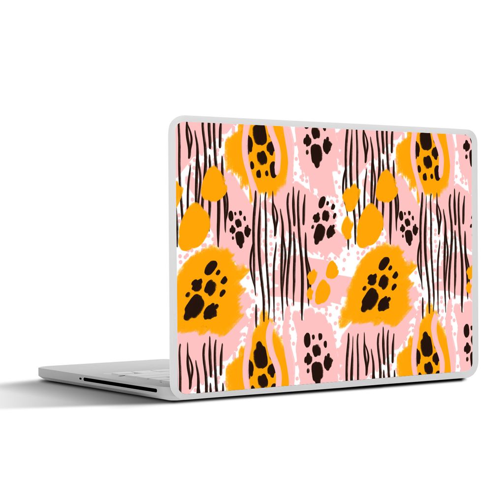 MuchoWow Laptop Aufkleber Sticker Cover Orange - Rosa - Abstrakt 30x21 cm - Sticker für Laptop - Selbstklebend