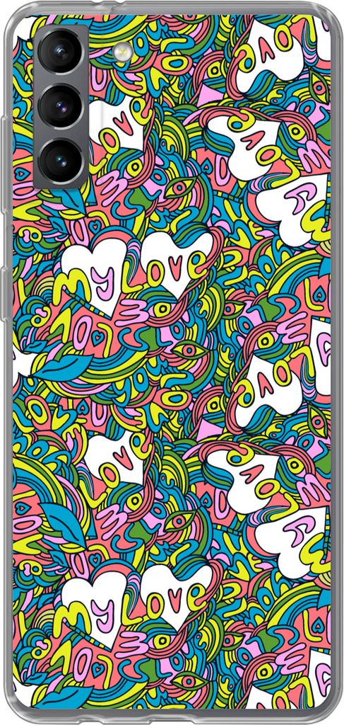 MuchoWow Handyhülle Schutzhülle Hülle für Telefoonhoesje Samsung Galaxy S21 Plus Mädchen - Liebe - Muster - Liebe - Kinder - Kinder Silikon ...