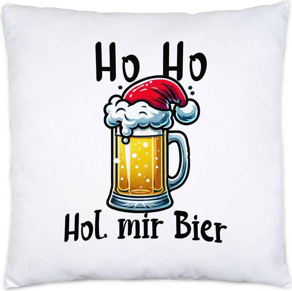 Ho Ho Hol mir mal ein Bier Kissen Ugly Christmas Weihnachten Spruch