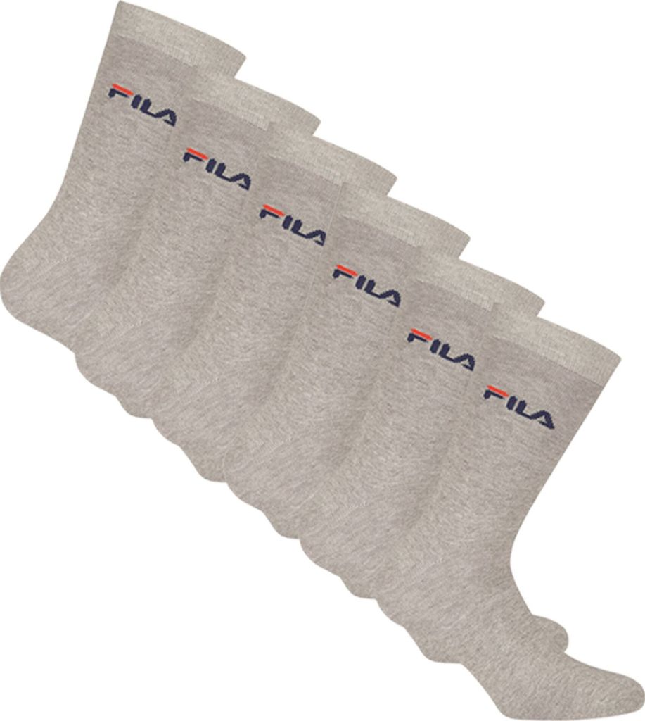 FILA Unisex Socken, 6er Pack - Strümpfe, Street, Lifesyle, Sport (2x 3 Paar) Grau 43-46