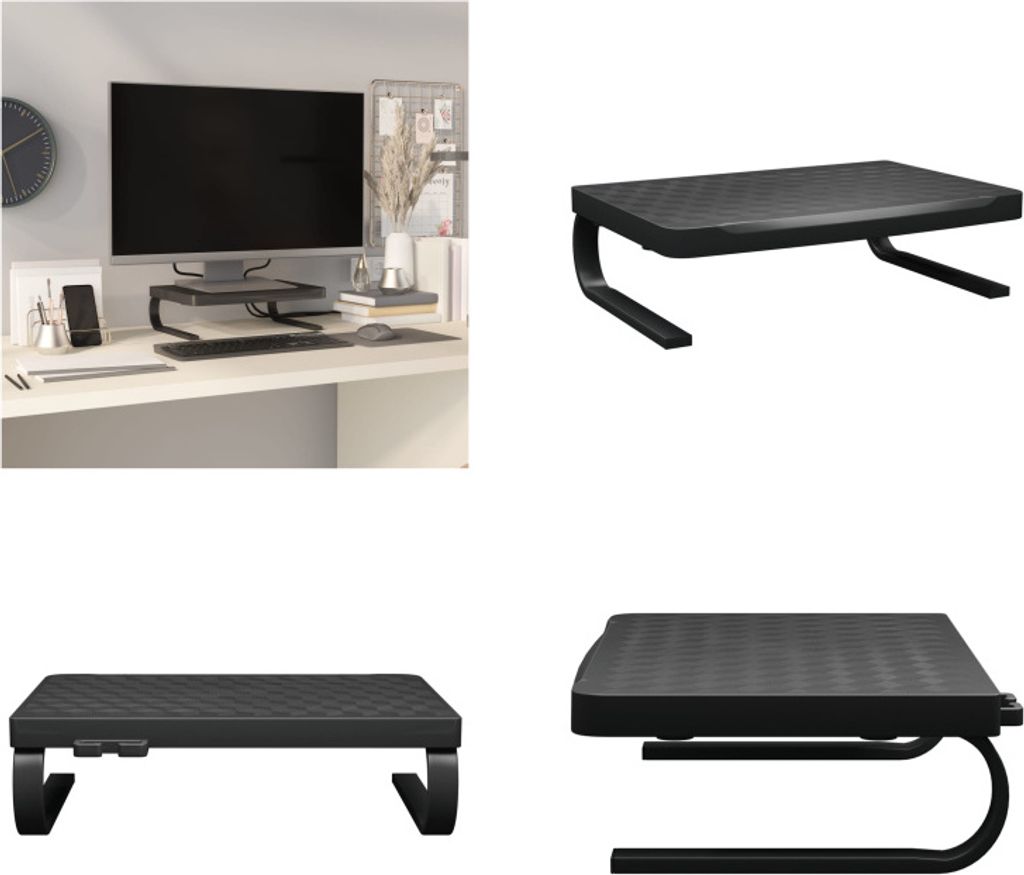 vidaXL Monitorständer Schwarz 37x28x11,5 cm - Monitorständer - Schreibtischaufsatz - Monitorerhöhung - Monitor Untersatz