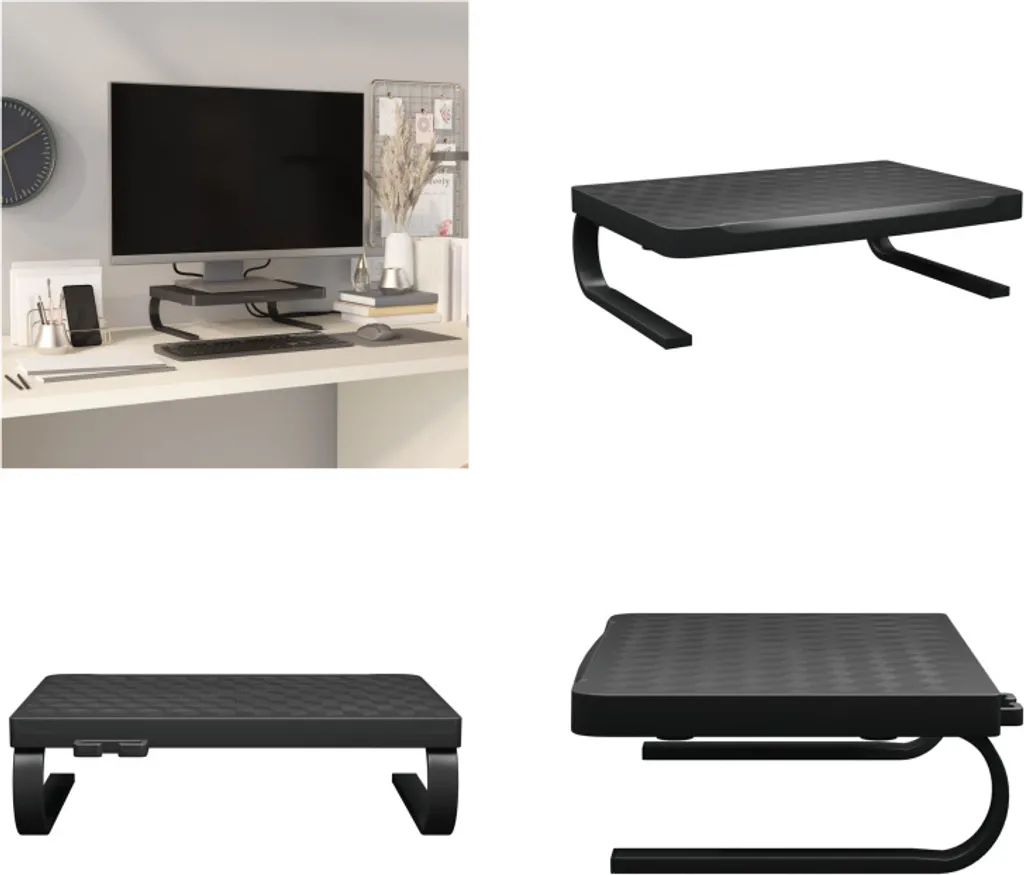 Supporto Monitor vidaXL 37x28x11.5cm - Rialzo PC Nero Ergonomico