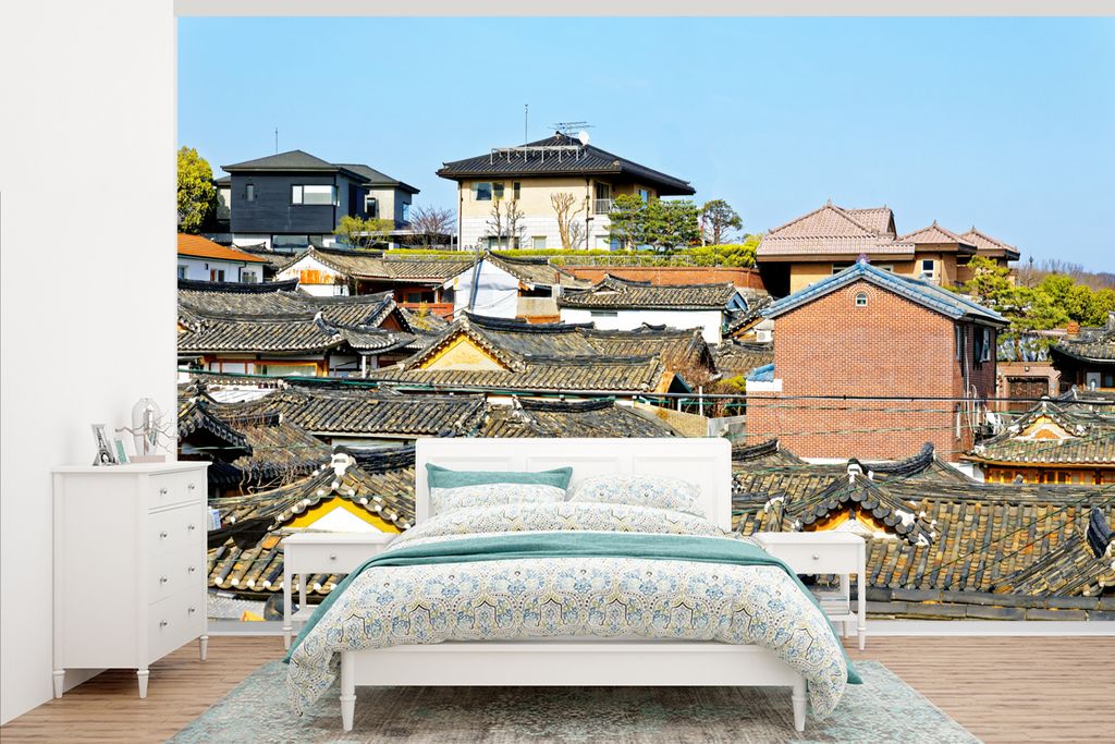 MuchoWow Fototapete für Wohnzimmer oder Schlafzimmer Wandtapete Vinyl Motivtapete Bukchon Hanok in Hannover - 405x260 cm - Die Küche