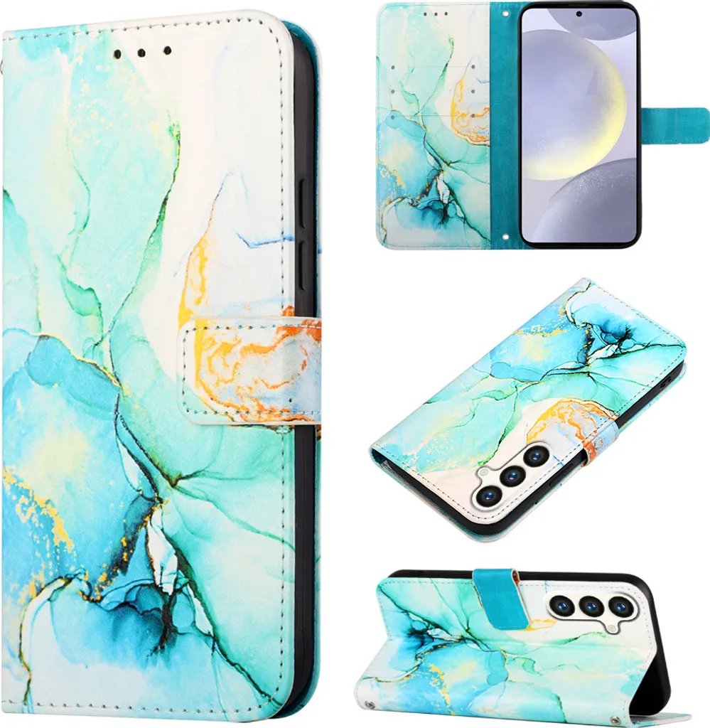 Cover Samsung Galaxy S25 FE Marble Design Verde - Fashion Wallet