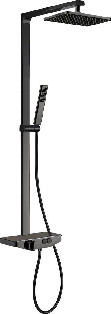 Aufputz Duschsystem NT7385 - Duschsäule mit Ablage - inkl. Handbrause - Farbe wählbar, Farbe:Chrom, Auswahl Duschkopf:Quadrat 20cm