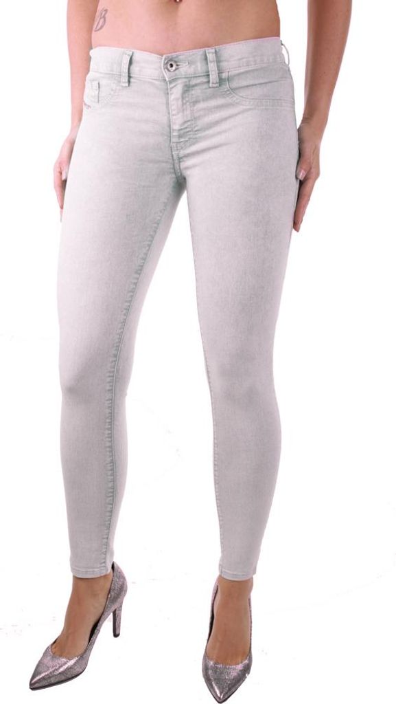 Diesel Livier-Ankle 0672M Damen Jeans Hose Slim Jegging Hellgrau(W24)