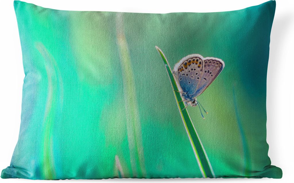 MuchoWow Outdoor Kissen - Schmetterling - Gras - Licht - 60x40 cm - Wetterfest - Lounge Kissen - Zierkissen - Kissen für Innenräume