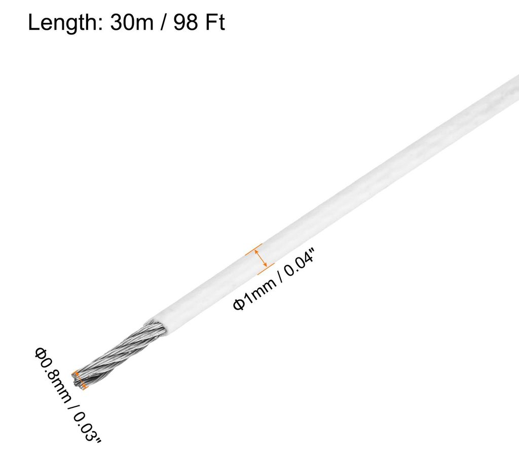 Drahtseil Edelstahl 30M x 1 mm Stahlseil PVC ummantelt mit 10 Aluminiumhš¹lsen Sicherungsdraht Aufh?nger fš¹r Bilder Vorhang Gel?nder Outdoor G...