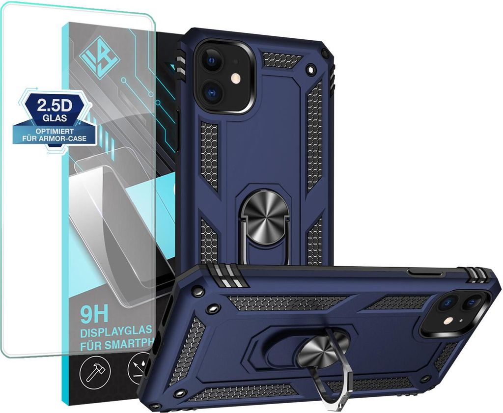 Armor Outdoor Handyhülle für Apple iPhone 11 Handy Panzer Case Schutzhülle mit 9H Displayglas Displayschutz Farbe: Blau