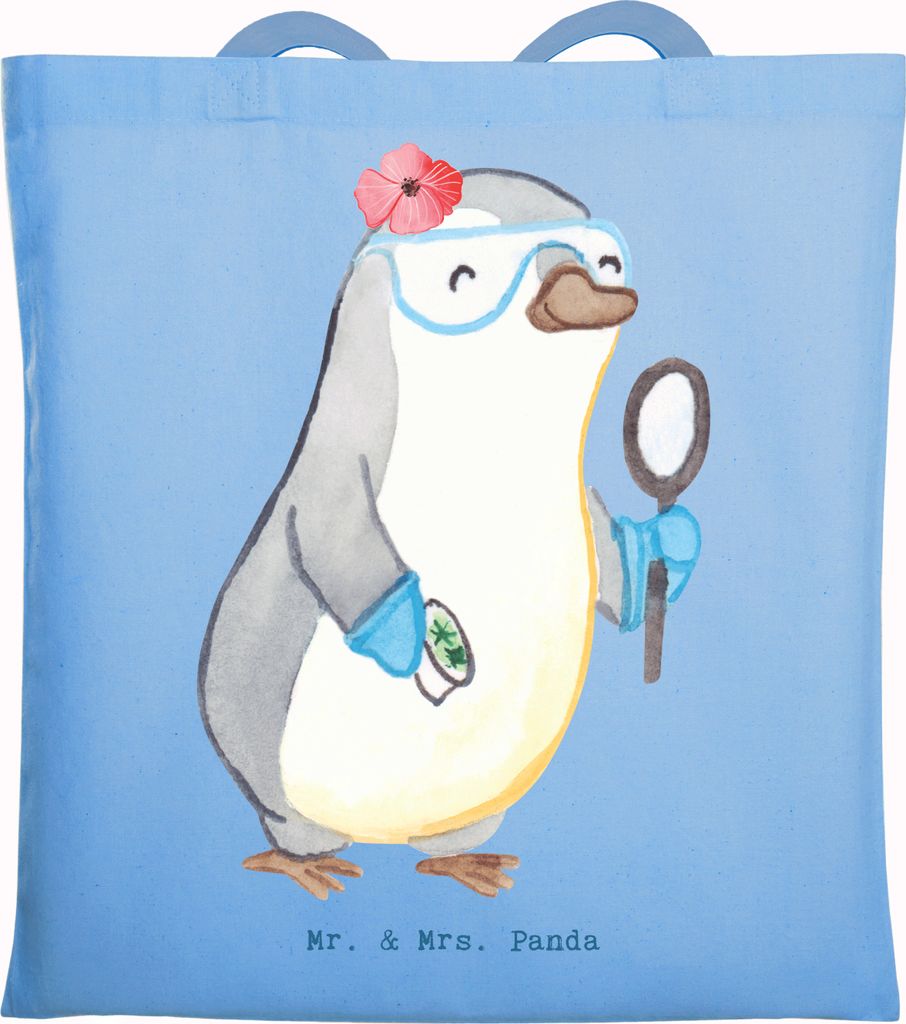 Mr. & Mrs. Panda Tote Bag Wissenschaftlerin Herz - Sky Blue - Geschenk, canvas tasche, Akademikerin, Beutel, Universität, Verrückt, Shopping, sto...