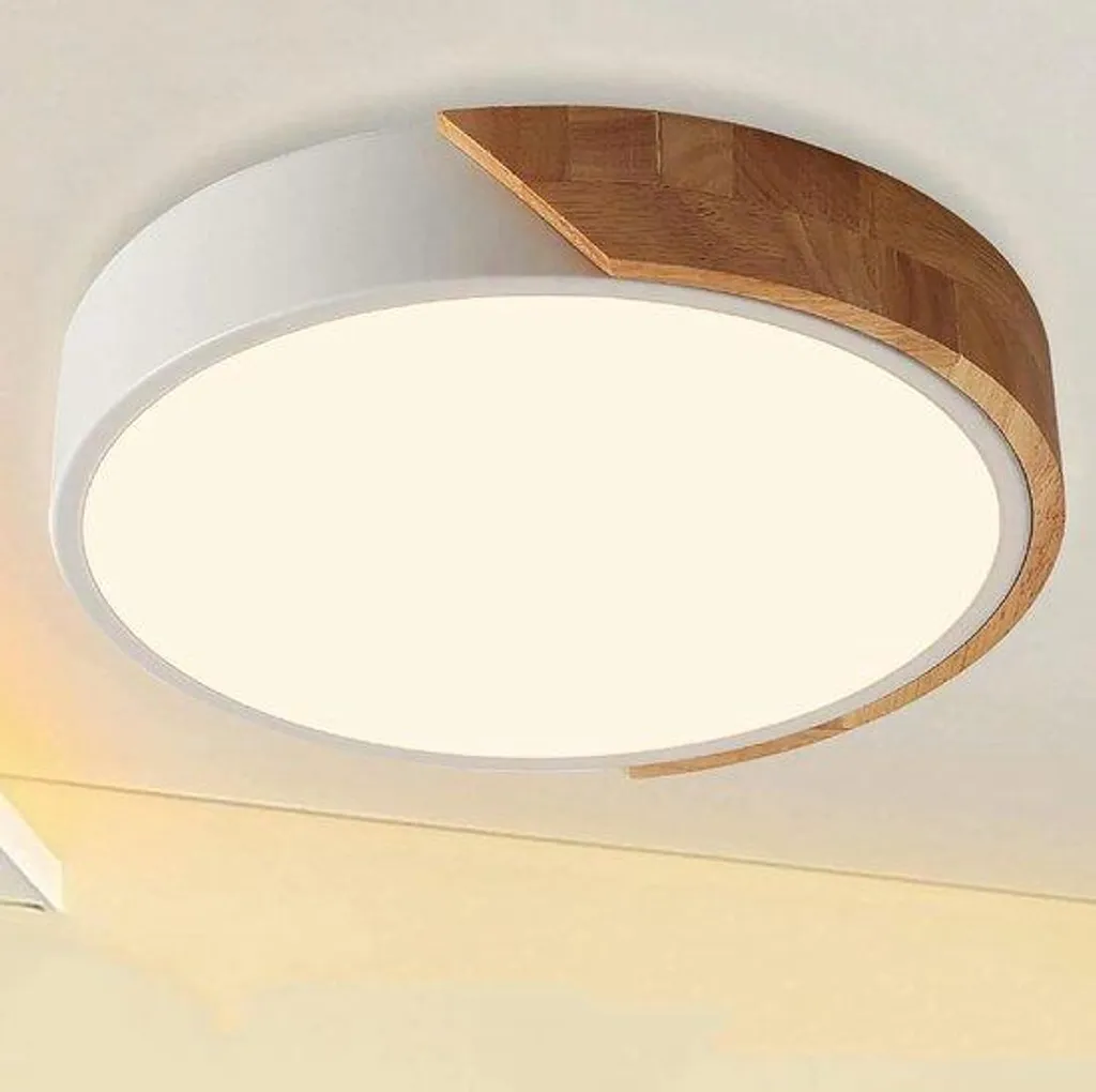Suspension en chêne et métal 30 cm - Luminaire LED basse consommation