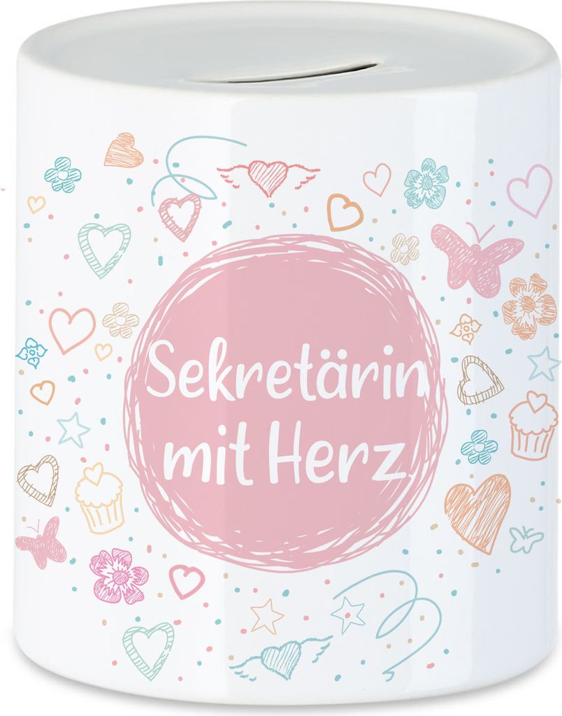 Sekretärin mit Herz Spardose Dankeschön Geschenk Danke Sagen Für Alles Büro Mitarbeiterin