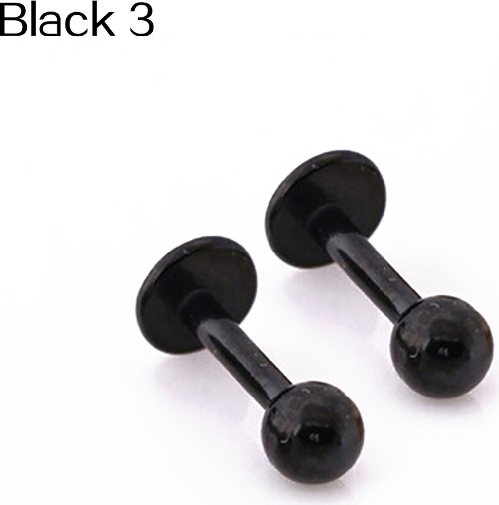 1 Paar 3 4 5 mm Uni Cool Titan Stahl Tragus Ohrstecker Knorpel Kugel Ohrringe-Schwarz,3mm