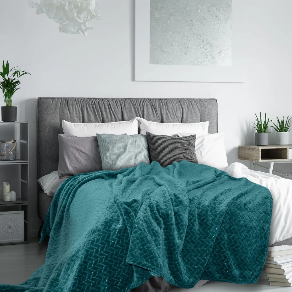 D91 Coperta Cindy 220x200 cm Turchese scuro - 4