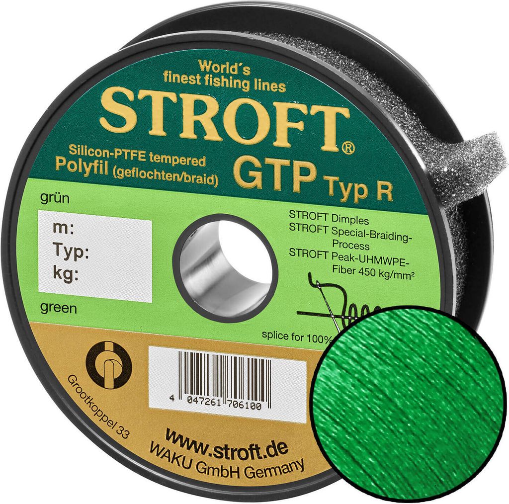 STROFT GTP Typ R Geflochtene Angelschnur 150m grün R2-0,180mm-5,5kg