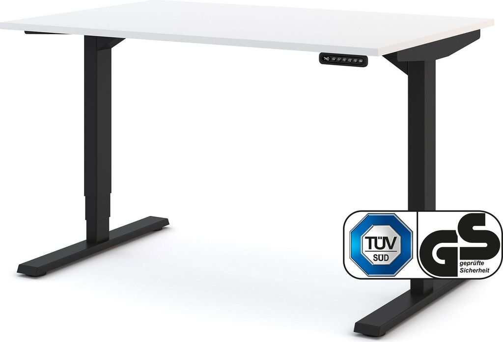 ASSMANN Elektrisch höhenverstellbarer Schreibtisch Y-Line Weiß Schwarz, 120x80cm, Memoryfunktion, Kollisionsschutz, 2-fach-Motorik