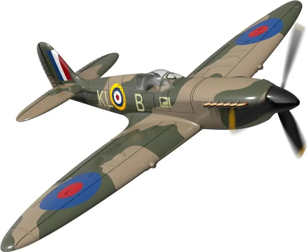 Mini avion RC Spitfire V2 BNF avec 2 batteries et gyro 6 axes 4CH