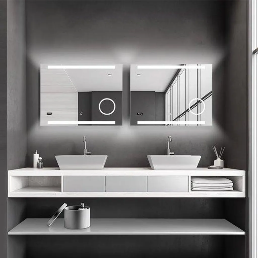 Miroir de salle de bains 80x60 cm - Éclairage idéal pour maquillage