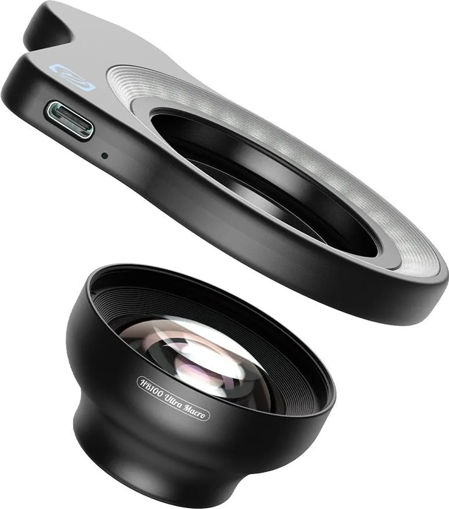 Objectif Smartphone Macro Zoom avec Éclairage LED - Kit Photo Complet
