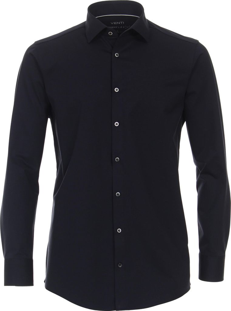 VENTI Herren Businesshemd Langarm Kent Modern-Fit Jerseyflex Marine 41