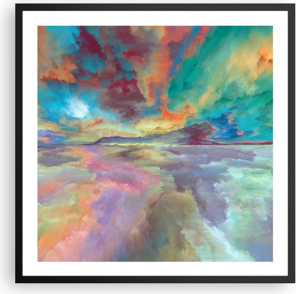 Gerahmtes Poster - Schwarzer Rahmen - Abstraktion modern - 60x60 cm - Wand Bild - Wanddeko - Wandbilder - Kunstposter - Wandposter - Bilderrahmen -...