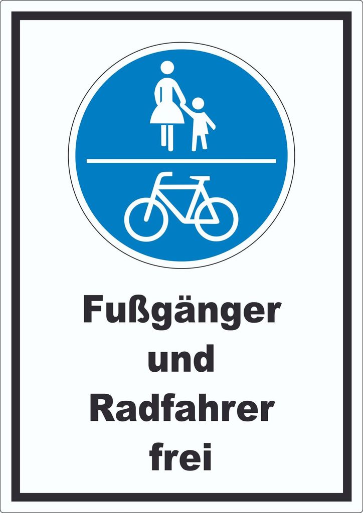 Fußgänger und Radfahrer frei Aufkleber A1 (594x841mm)