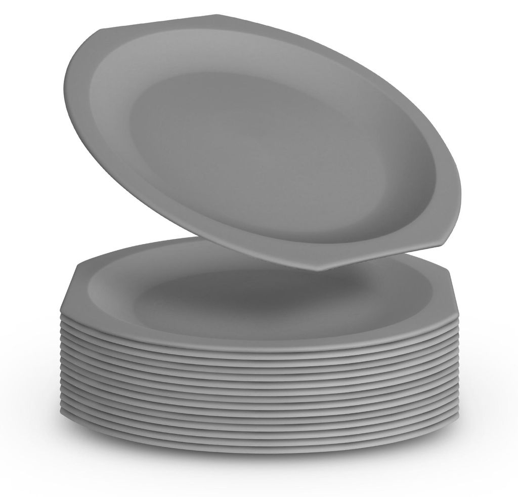 Kunststof borden - BPA-vrij (diameter 23 cm) - Grijs - Productafbeelding 