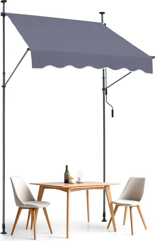 Tenda da Sole Grigio 150x120cm: Design a Manovella per Esterni Minimal