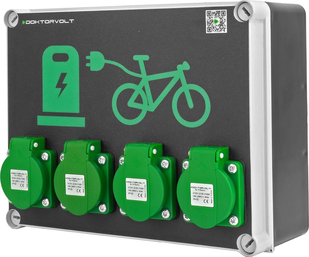 Fahrradladestation für E-Bikes 4x230V Schuko IP54 Elektro Ladegerät Stromverteiler Ladepunkt für Stadt Parkplatz öffentlichen Bereich Doktorvol...