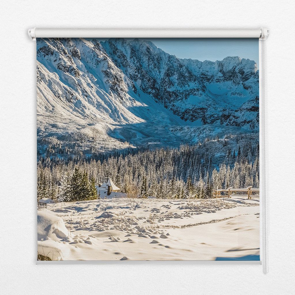 Seitenzug-Rollo Fensterrollo Jalousie - Lichtdurchlässig Springrollos - 130x180 cm - Berge