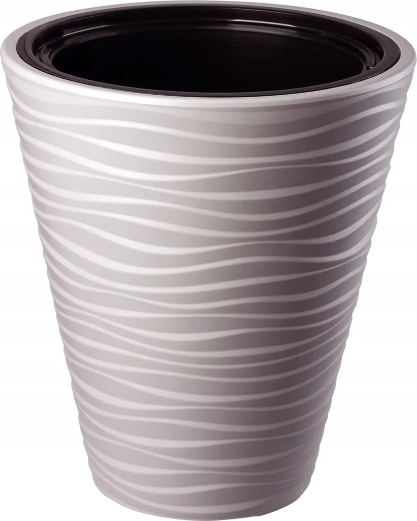 KADAX Pot de fleurs avec insert Temara en plastique beige rond de 40 cm
