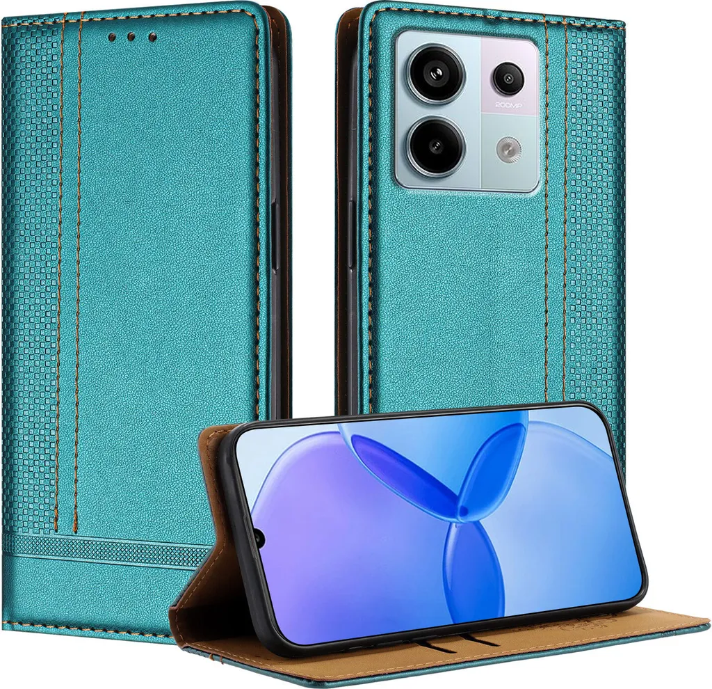 TIANYUE Custodia per Xiaomi Redmi Note 13 Pro+ 5G, Custodia a Portafoglio con Cerniera Borsa a Motivi Geometrici, con Chiusura Magnetica Stand Cover Protettiva per Xiaomi Redmi Note 13 Pro+ 5G-Verde