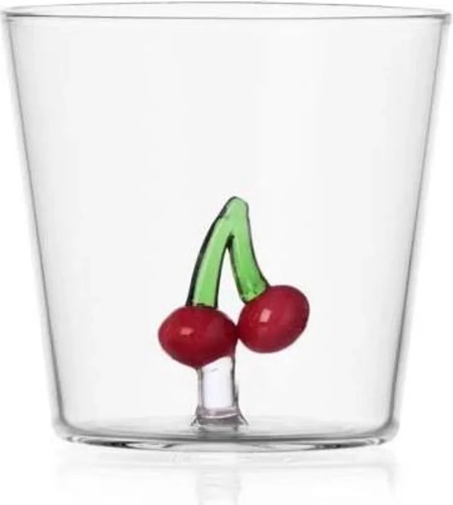 Set Bicchieri Frutta e Fiori - Ciliegia in Vetro Artigianale