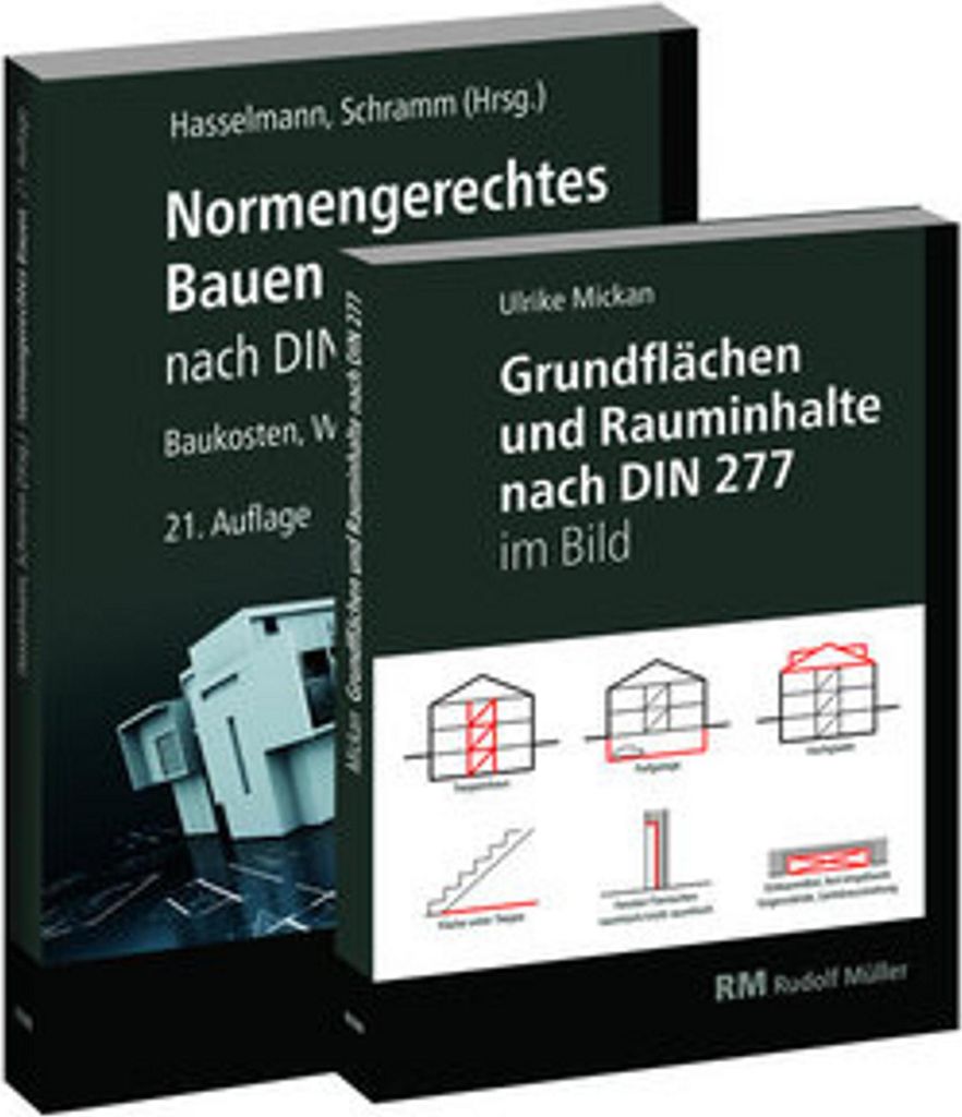 Buchpaket: Normengerechtes Bauen nach DIN 276/DIN 277 & Grundflächen und Rauminhalte nach DIN 277 im Bild