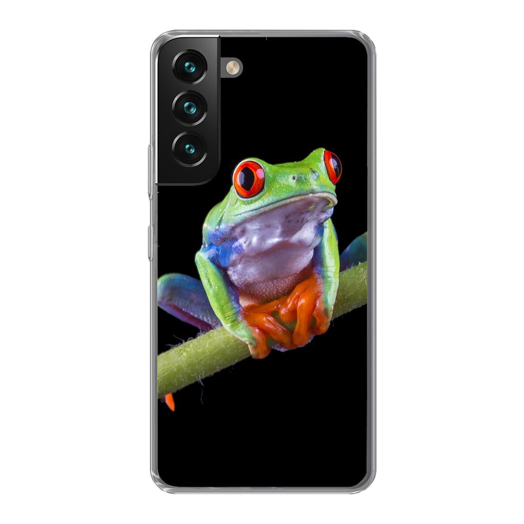 MuchoWow Handyhülle Schutzhülle Hülle für Samsung Galaxy S22 Plus Frosch - Pflanze - Schwarz Silikon Softcase Handy Hülle - Schutzabdeckung