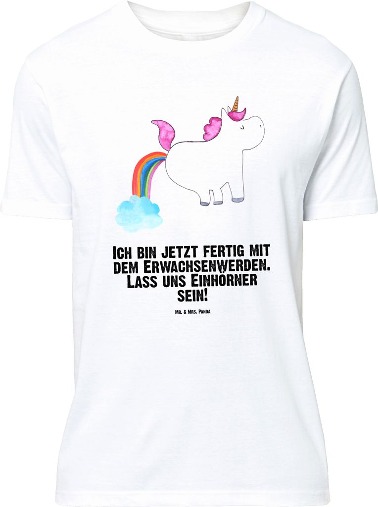 Mr. & Mrs. Panda Größe L T-Shirt Einhorn Pupsen - Weiß - Geschenk, Glitzer, mit Spruch, Unicorn, Tshirt, Spaß, Freundin, Regenbogen, Lustig, Shirt