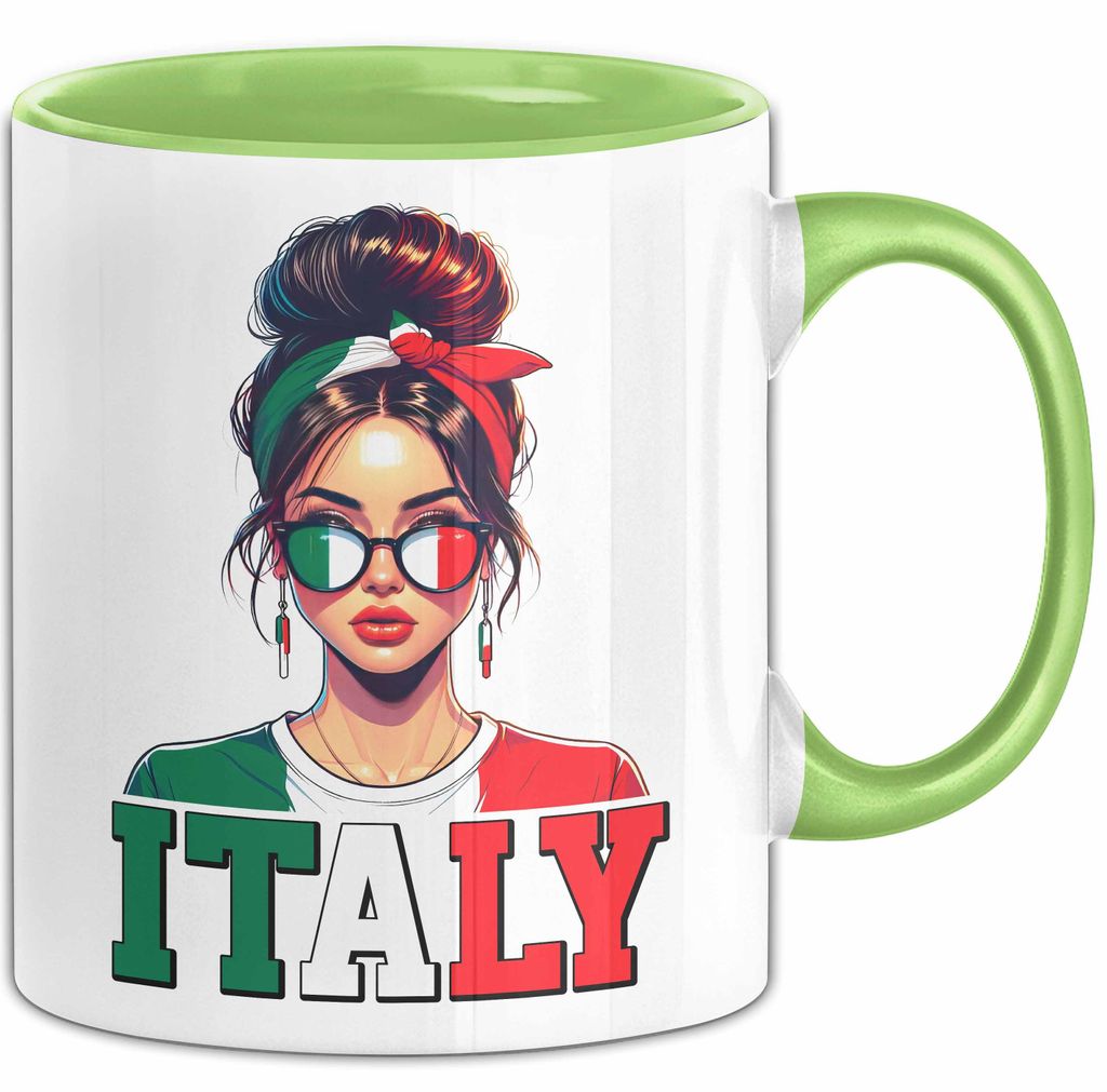 Italien Flagge Tasse Geschenk Italienerin Geschenkidee Fußball 2025 Frauen Sonnenbrille (Grün)
