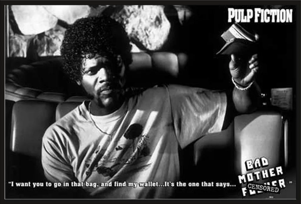 Affiche Pulp Fiction Bad Mother F**ker avec cadre Shinsuke 61x91,5 cm