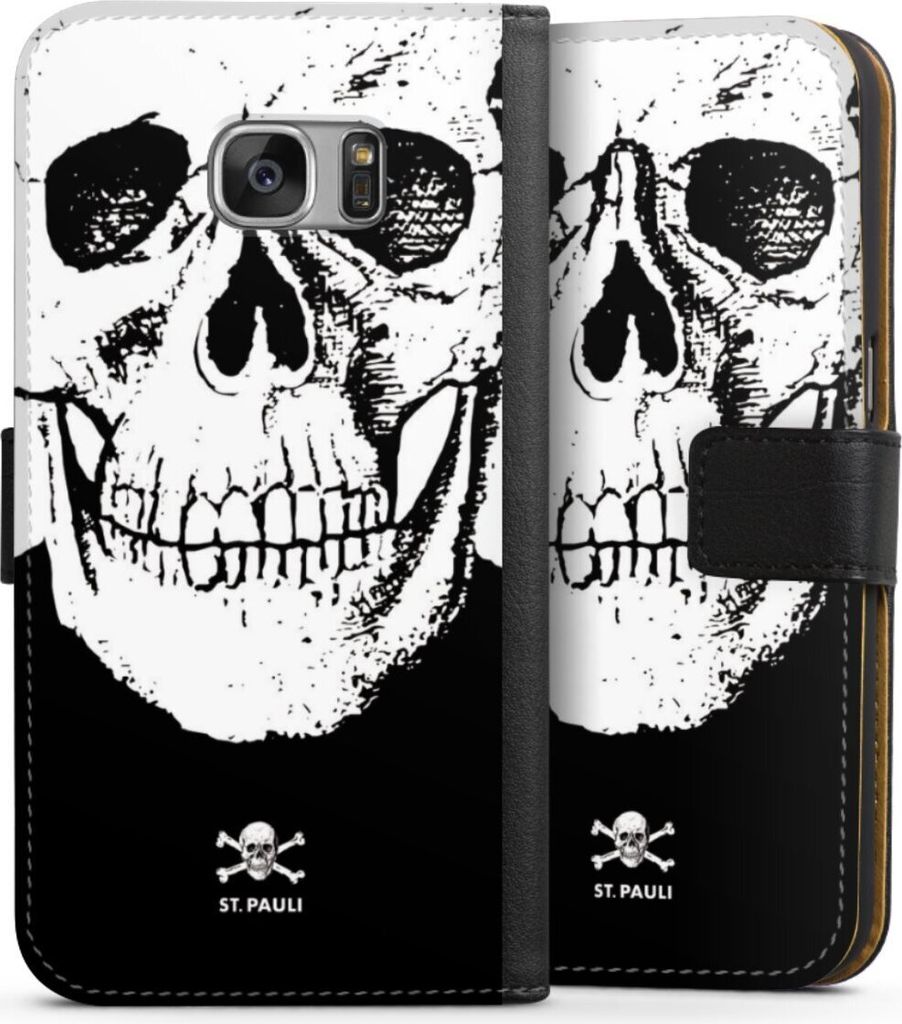 DeinDesign Klapphülle für Samsung Galaxy S7 Handytasche Lederhülle Tasche FC St. Pauli Offizielles Lizenzprodukt Totenkopf