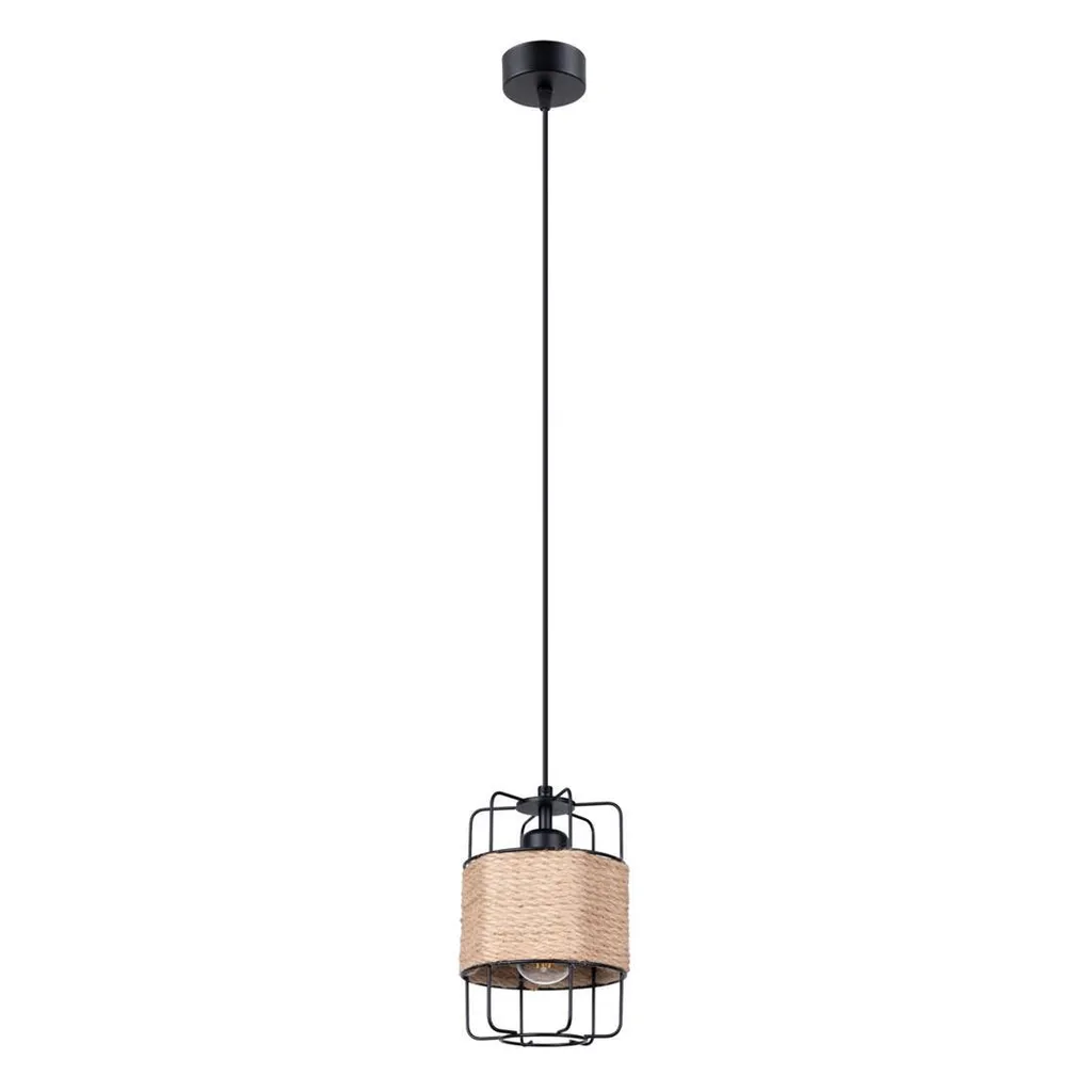 Lampada GIZUR 1 Sollux 15x15x130cm | Acciaio e Corda | Attacco E27