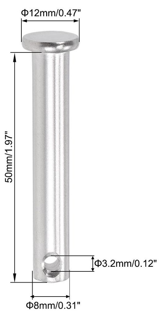4 Stš¹ck Steckbolzen Einloch Splintstift Flachekopf Gabelkopfstifte Gelenkstift 8mm x 50mm Edelstahl 304