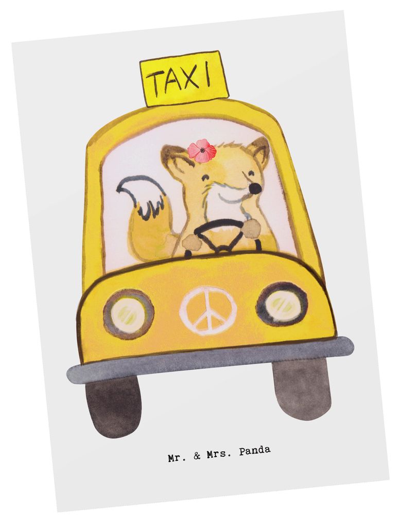 Mr. & Mrs. Panda Postkarte Taxifahrerin Herz - Weiß - Geschenk, Grußkarte, Fotokarte, Postkarten, Ansichtskarten, Ansichtskarte